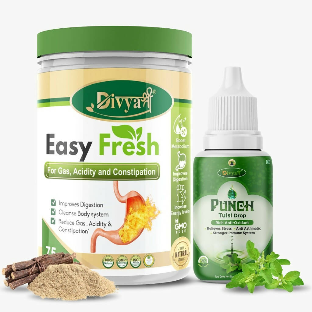 Buy Divya Shree Easy Fresh Powder and Punch Tulsi Drop Combo Online in USA from Chaijava. Fast shipping available.