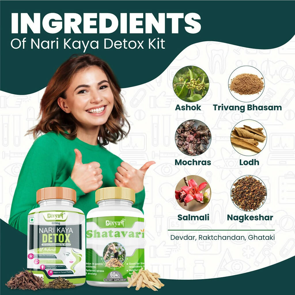Divya Shree Nari Kaya Detox unit-dose and Shatavari unit-dose Combo