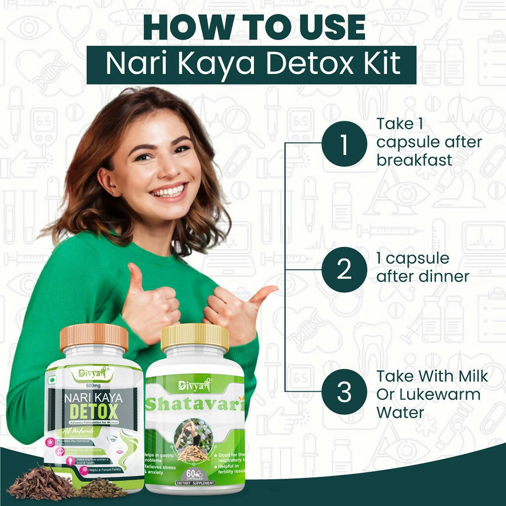 Divya Shree Nari Kaya Detox unit-dose and Shatavari unit-dose Combo