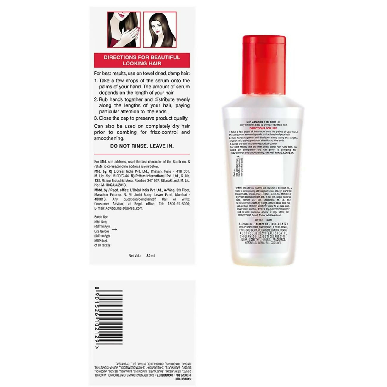 Buy L'Oreal Paris Serum, For Damaged & Weak Hair Online in USA from Chaijava. Fast shipping available.