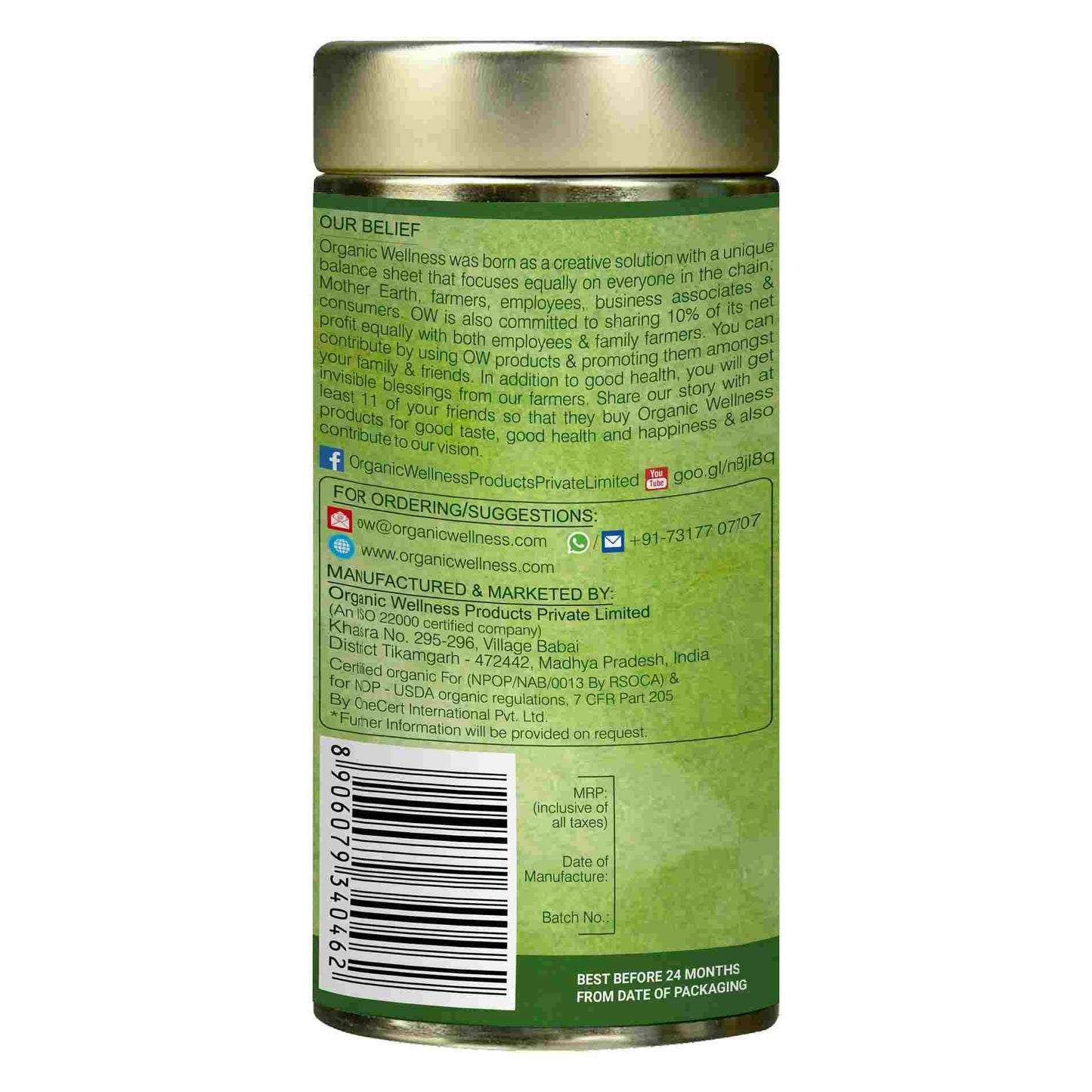 Buy Organic Wellness Mashallah Green Tea Classic Tin Pack Online in USA from Chaijava. Fast shipping available.