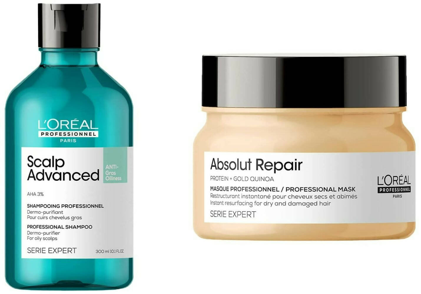 Buy L'Oreal Paris Professionnel Scalp Advanced Anti-Oiliness Dermo-Purifier Shampoo Absolut Repair Professional Hair Mask Online in USA from Chaijava. Fast shipping available.
