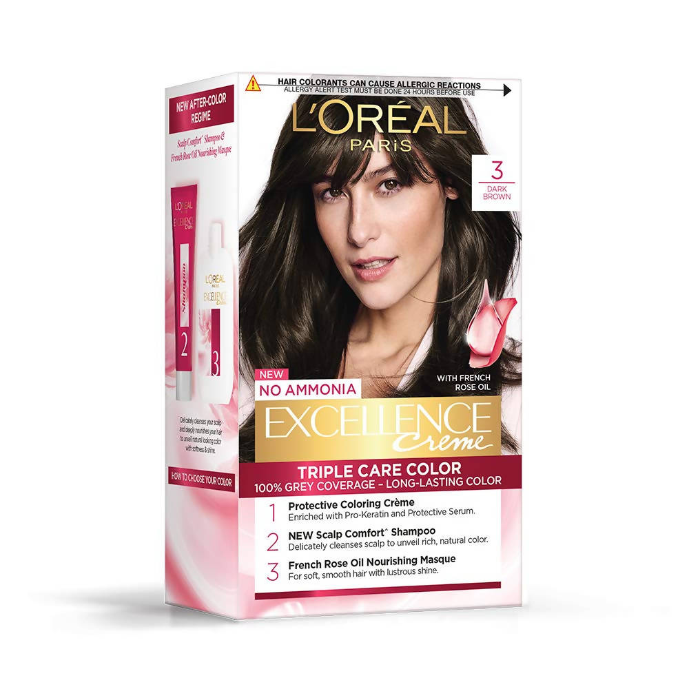 Buy LOreal Paris Excellence Creme Hair Color - 3 Dark Brown Online in USA from Chaijava. Fast shipping available.