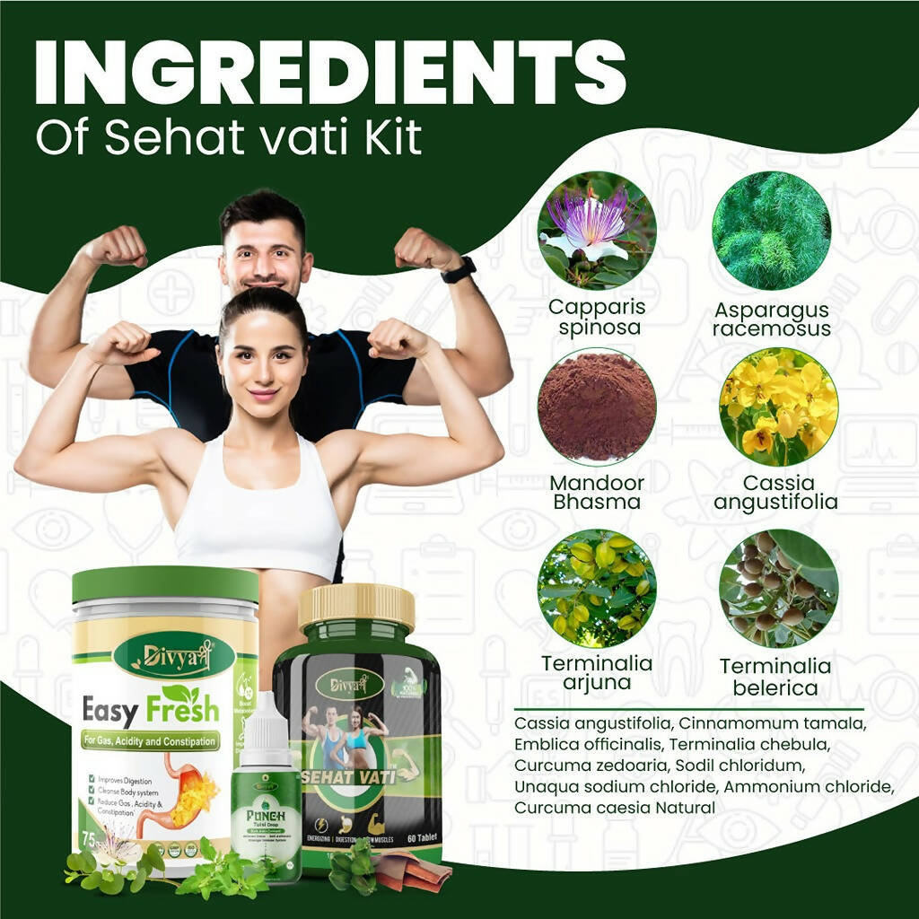 Divya Shree Sehat Vati unit-dose , Easy Fresh Powder & Punch Tulsi Drop Combo