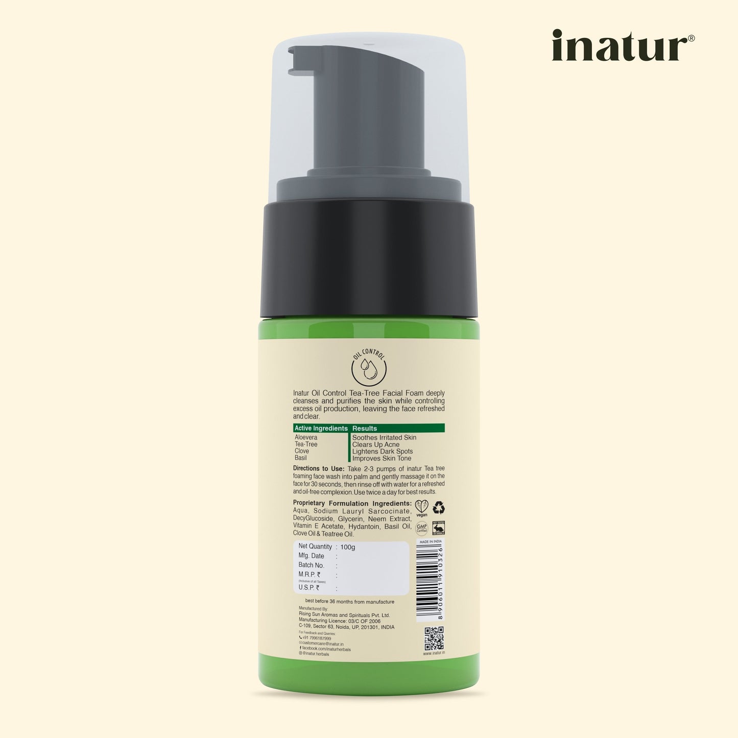 Inatur Tea Tree Foaming Face Wash