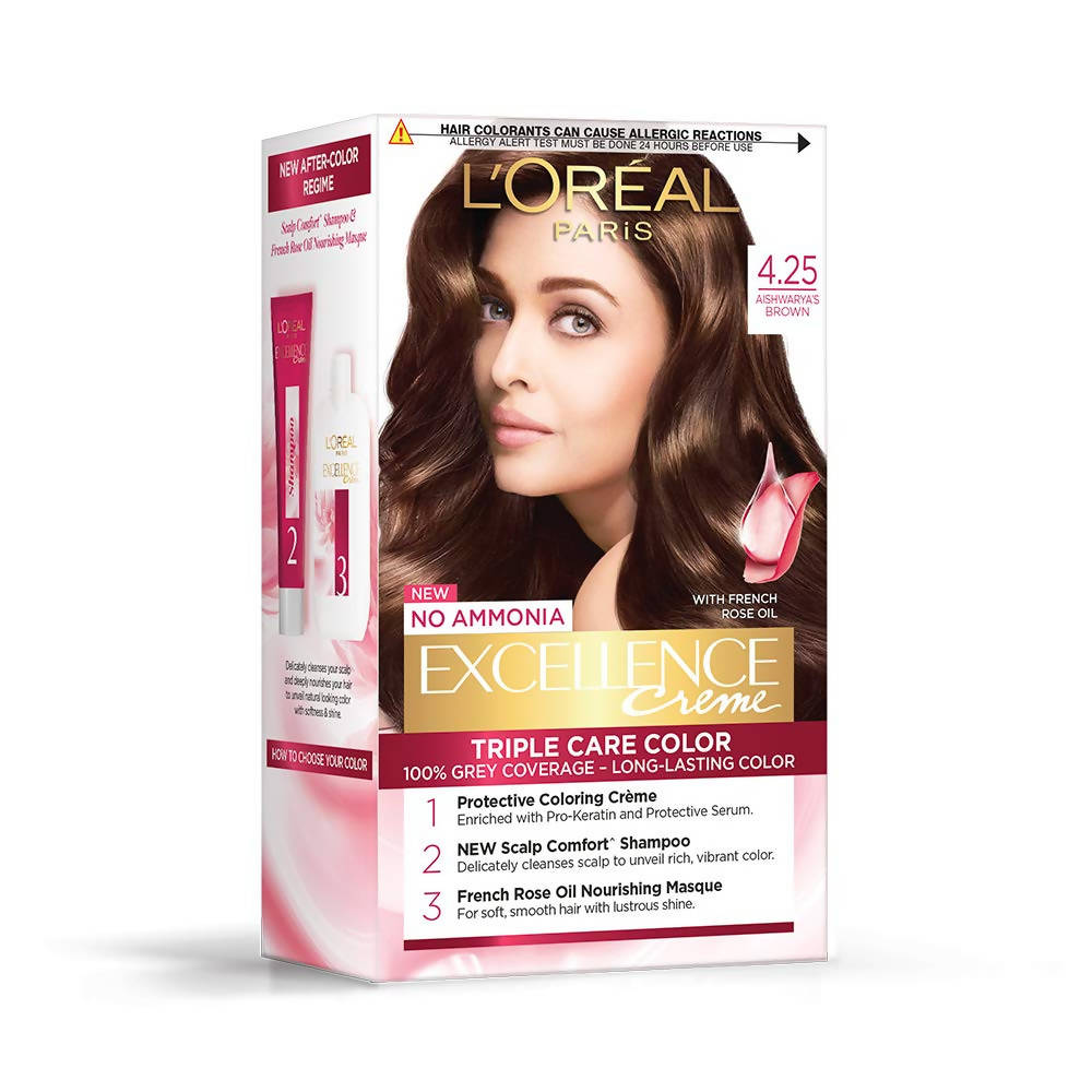 Buy L'Oreal Paris Excellence Creme Hair Color - 4.25 Aishwarya's Brown Online in USA from Chaijava. Fast shipping available.