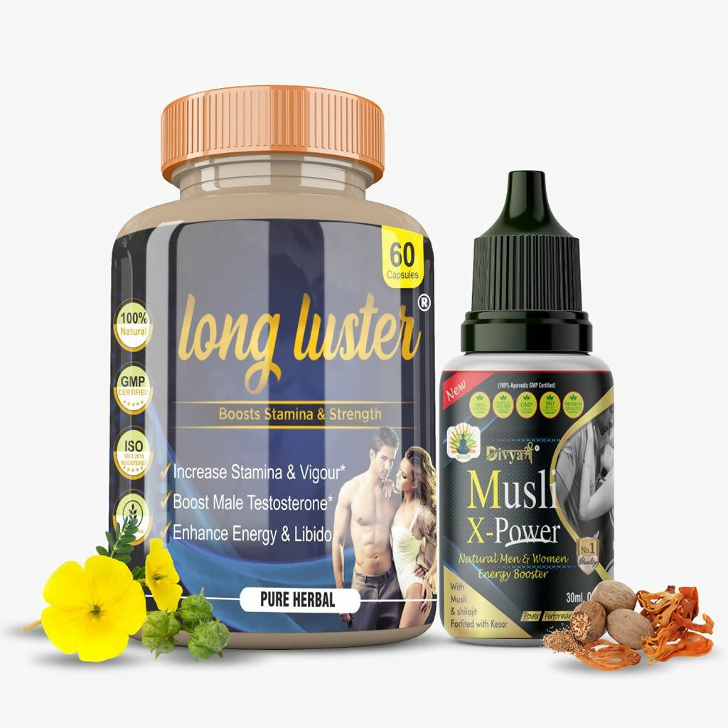 Buy Divya Shree Long Luster unit-dose & Musli X-Power Oil Combo Online in USA from Chaijava. Fast shipping available.