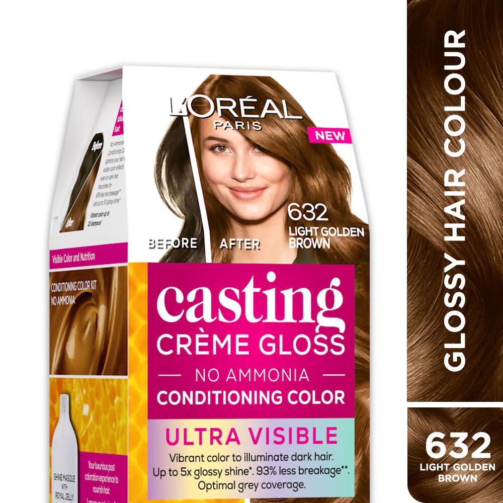 Buy L'Oreal Paris Casting Creme Gloss Ultra Visible Conditioning Hair Color - 632 Light Golden Brown Online in USA from Chaijava. Fast shipping available.