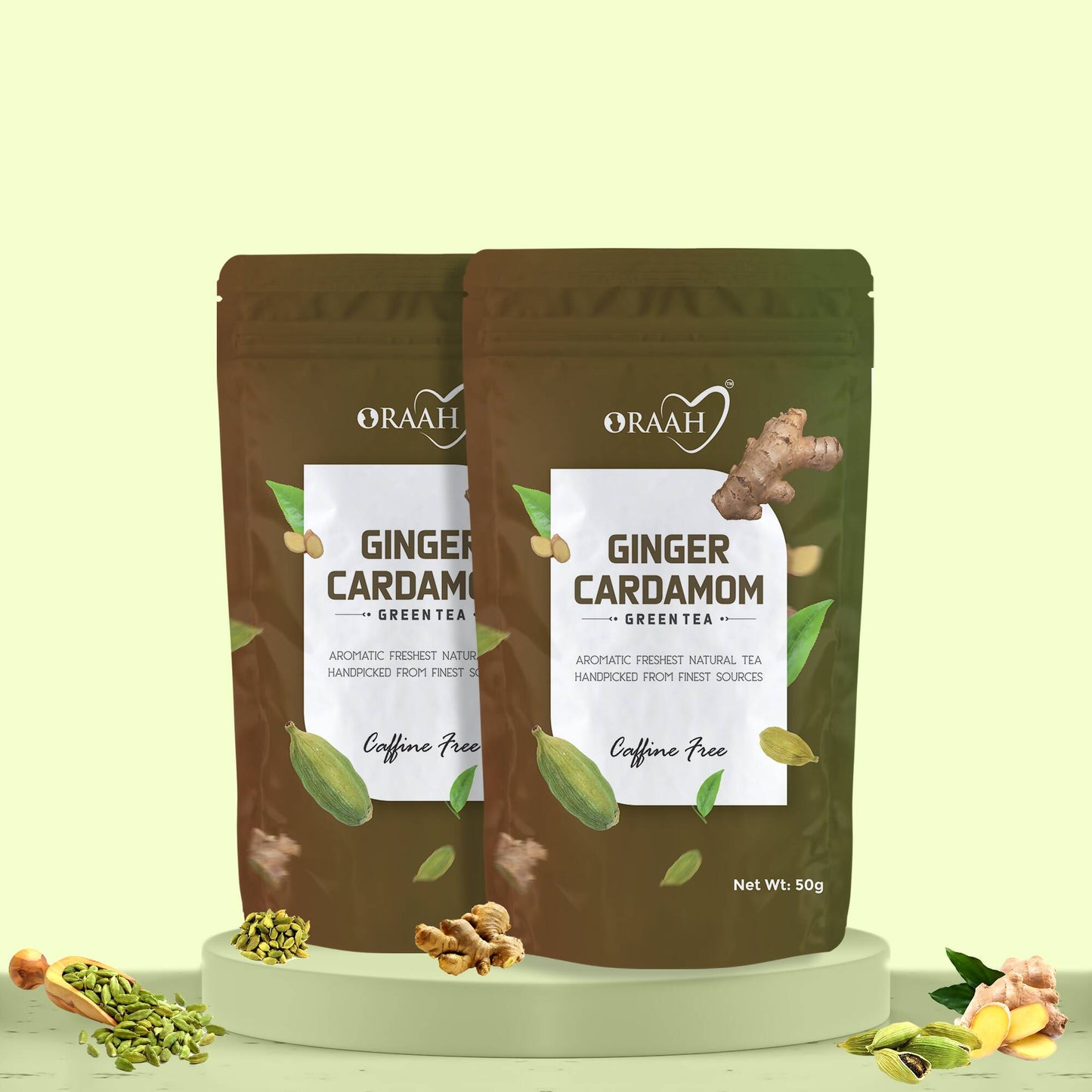 Oraah Ginger Cardamom Green Tea   