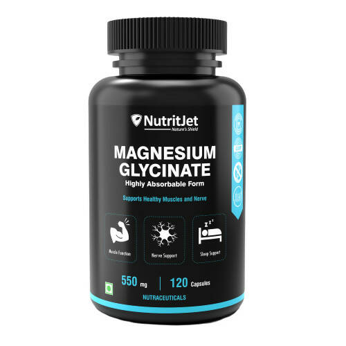 NutritJet Magnesium Glycinate 550mg Veg Capsules TrueCure