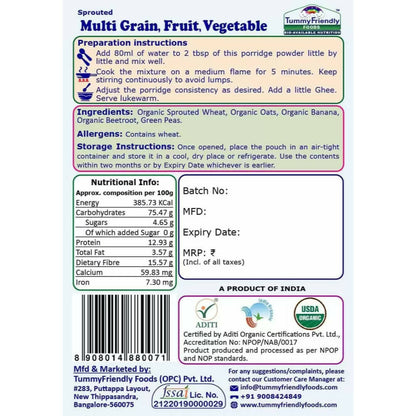 TummyFriendly Foods Certified Stage3 Porridge Mixes Trial Packs - Ragi, Sathu Maavu, MultiGrain for 8 Months Old Baby