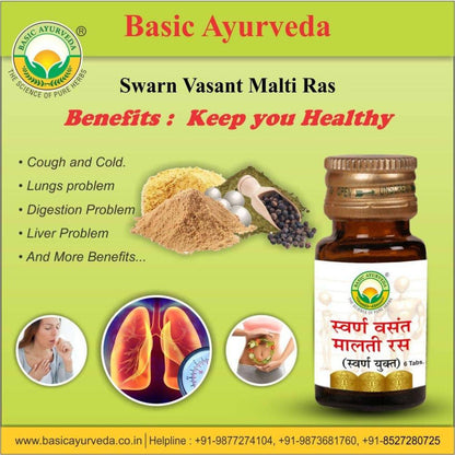 Basic Ayurveda Swarn Vasant Malti Ras (With Gold) Tablets