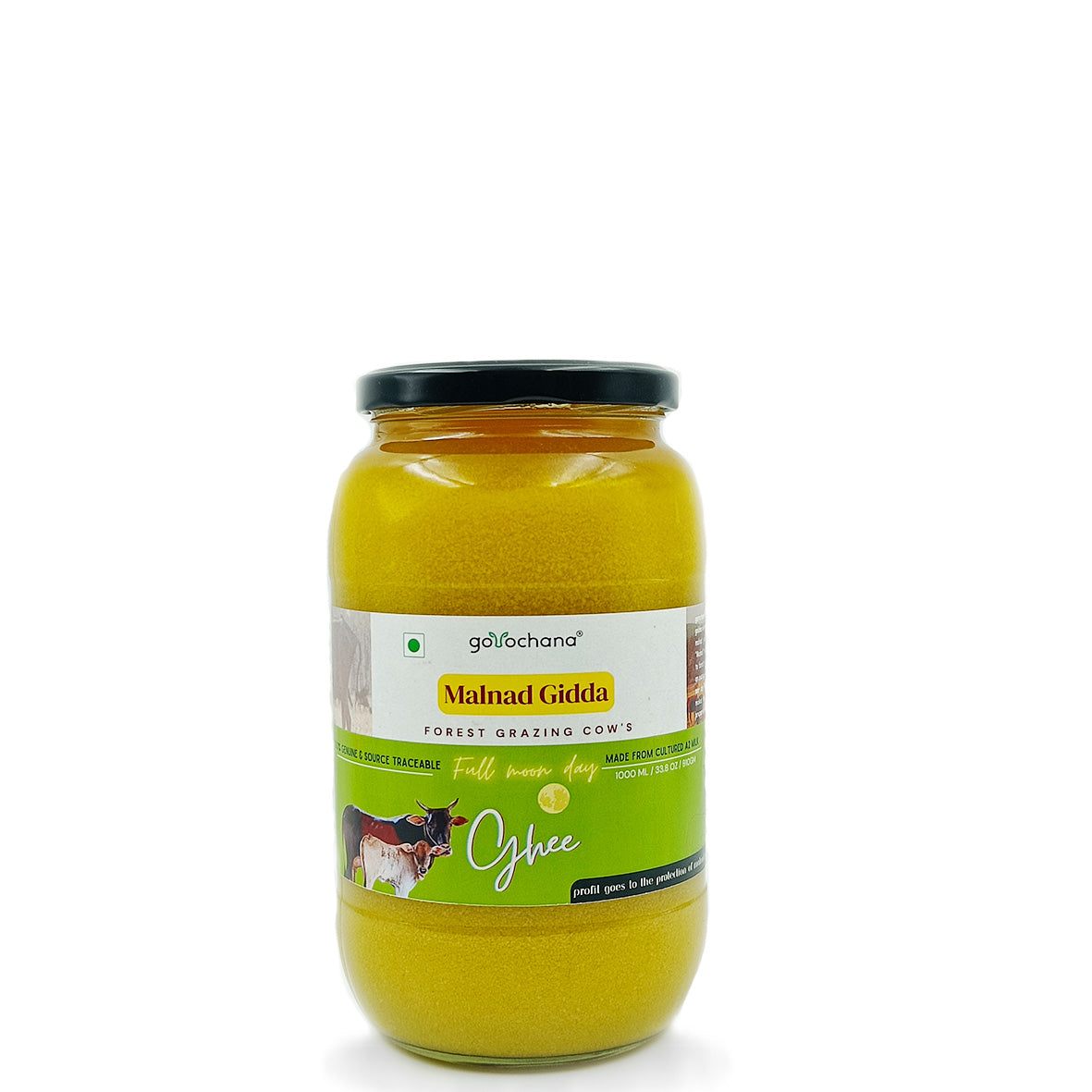 Gorochana 100% Source Traceable Desi Malnad Gidda A2 Full Moon Day Bilona Cow Ghee TrueCure