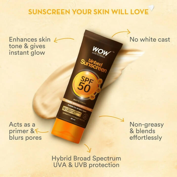 Wow Skin Science Tinted Sunscreen SPF50 Pa+++ - Drmedicart