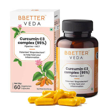 BBETTER Veda Curcumin C3 Complex (95%) Capsules with Piperine & MCT  