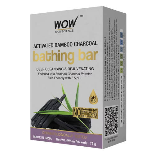 Wow Skin Science Activated Bamboo Charcoal Bathing Bar TrueCure