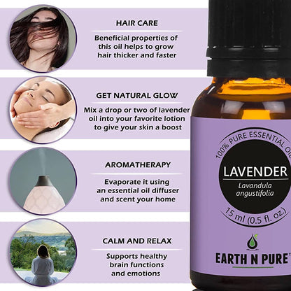 Earth N Pure Essential Oils (Rosemary, Eucalyptus, Tea Tree, Lemongrass, Peppermint & Lavender) - Drmedicart