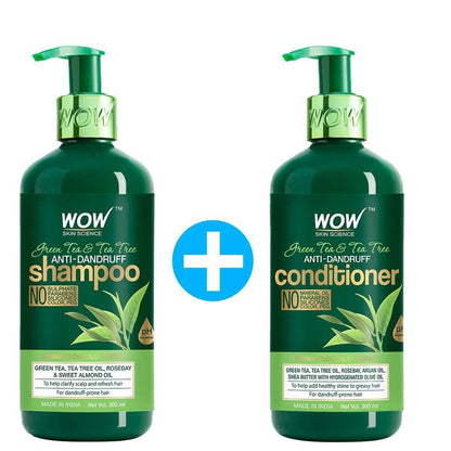 Wow Skin Science Green Tea & Tea Tree Anti-Dandruff Shampoo & Conditioner TCC 