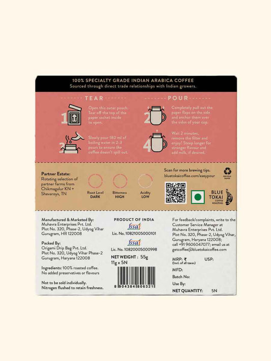 Blue Tokai French Roast Very Dark Roast Easy Pour Sachets