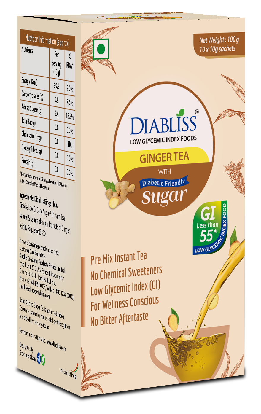 Diabliss Ginger Tea Sachets With Diabetic Friendly Sugar