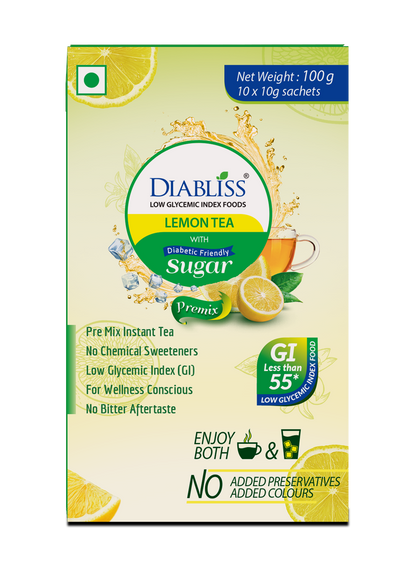 Diabliss Herbal Lemon Tea Sachets With Diabetic Friendly Sugar TrueCure