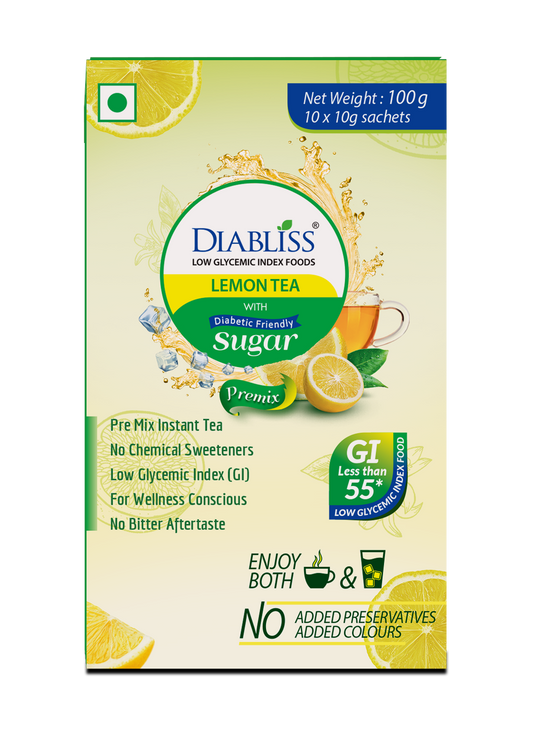 Diabliss Herbal Lemon Tea Sachets With Diabetic Friendly Sugar TrueCure