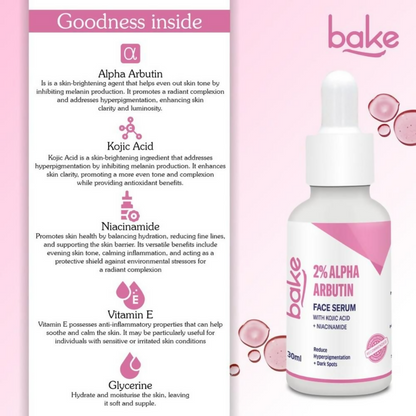 Bake 2% Alpha Arbutin Face Serum With Kojic Acid & Niacinamide