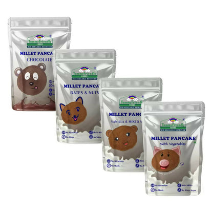 TummyFriendly Foods Aluminium-Free Millet Pancake Mixes Trial Packs with Chocolate, Nuts, Seeds, Veggies, Australia, Canada 