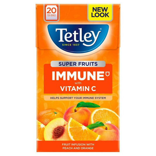 Tetley Immune Vitamin C Fruit Infusion With Peach And Orange Tea Bags   