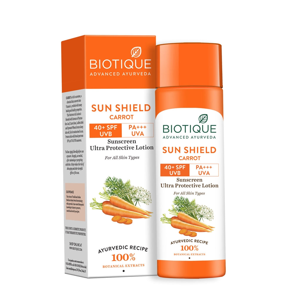 Biotique Advanced Ayurveda Bio Carrot 40+ SPF UVA/UVB Sunscreen Ultra Soothing Face Lotion TrueCure