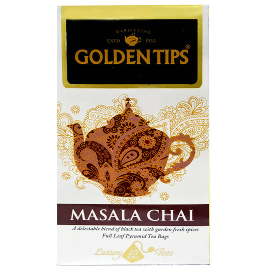 Golden Tips Masala Chai Full Leaf Pyramid Tea Bags TrueCure