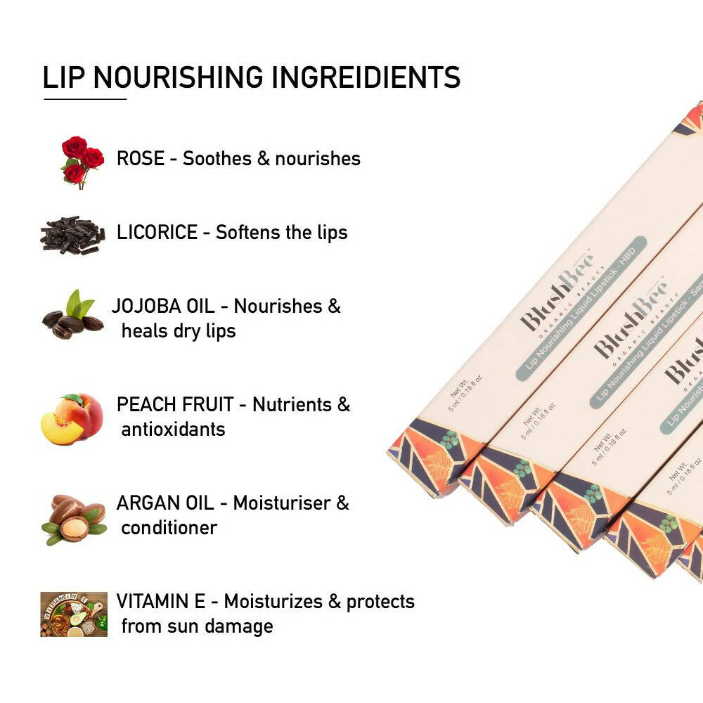 BlushBee Organic Beauty Lip Nourishing Liquid Lipstick - Reddish Maroon