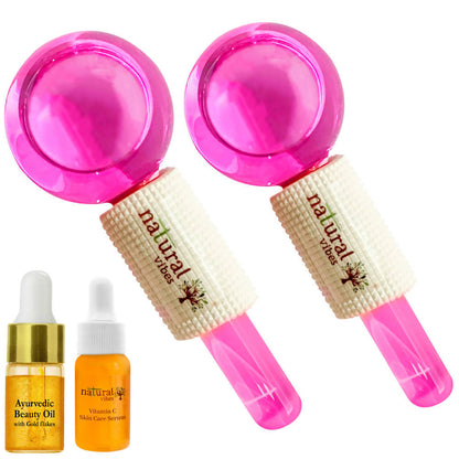 Natural Vibes Pink Ice Globes Facial Tool Set