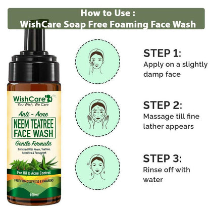 Wishcare Anti Acne Neem TeaTree Foaming Face Wash - Drmedicart