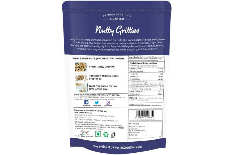 Nutty Gritties Southern Pepper Cashew Nuts