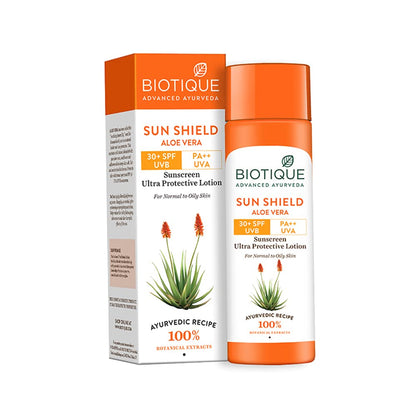 Biotique Advanced Ayurveda Bio Aloe Vera 30+SPF UVA/UVB Sunscreen Ultra Soothing Face Cream/Lotion TrueCure