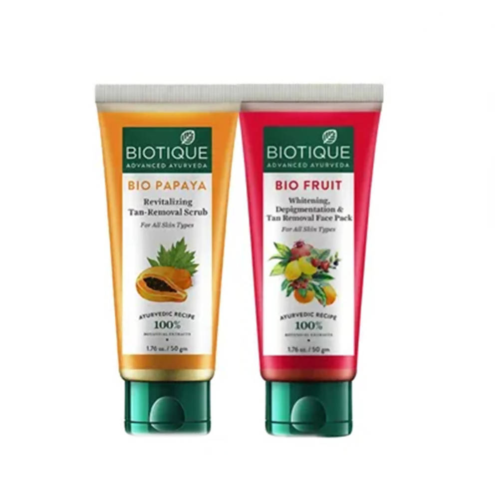 Biotique Advanced Ayurveda Bio Mini Scrub & Face Pack Combo For Whitening & Tan Removal TrueCure