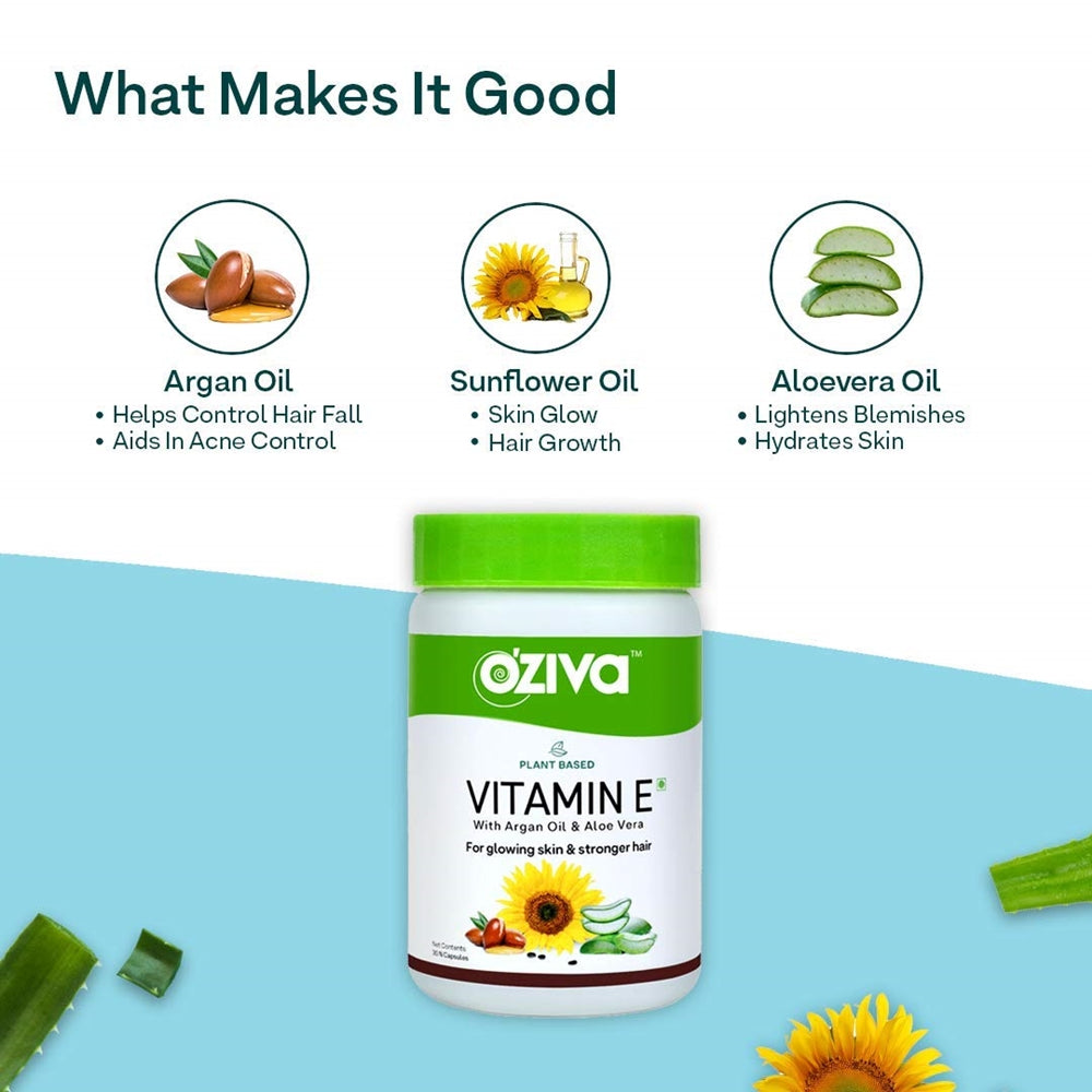 OZiva Plant Based Natural Vitamin E (With Argan oil + Aloe vera)