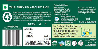 Organic India Tulsi Green Tea Assorted Tea Bags