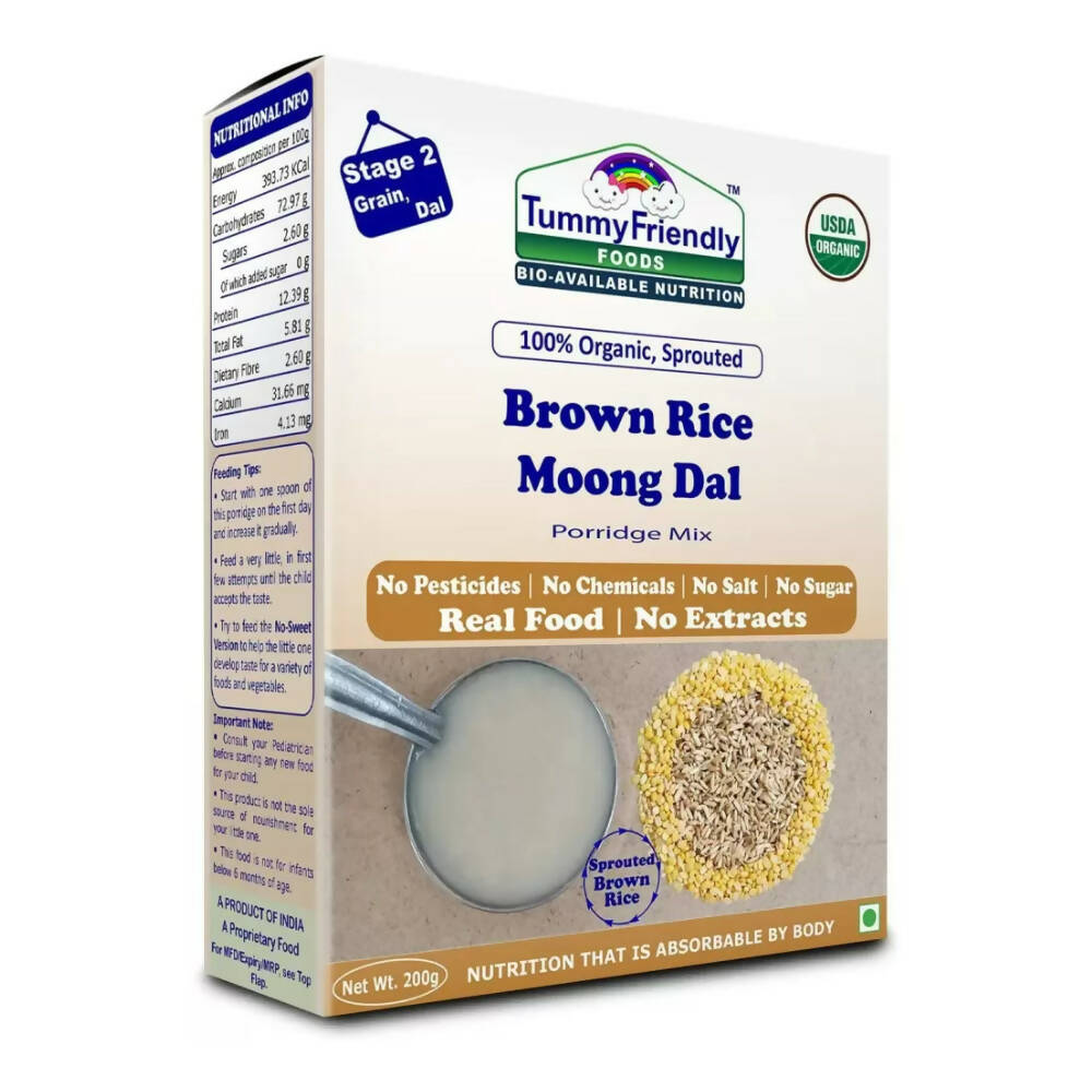 TummyFriendly Foods Organic Sprouted Brown Rice, Moong Dal Porridge Mix, Australia, Canada 