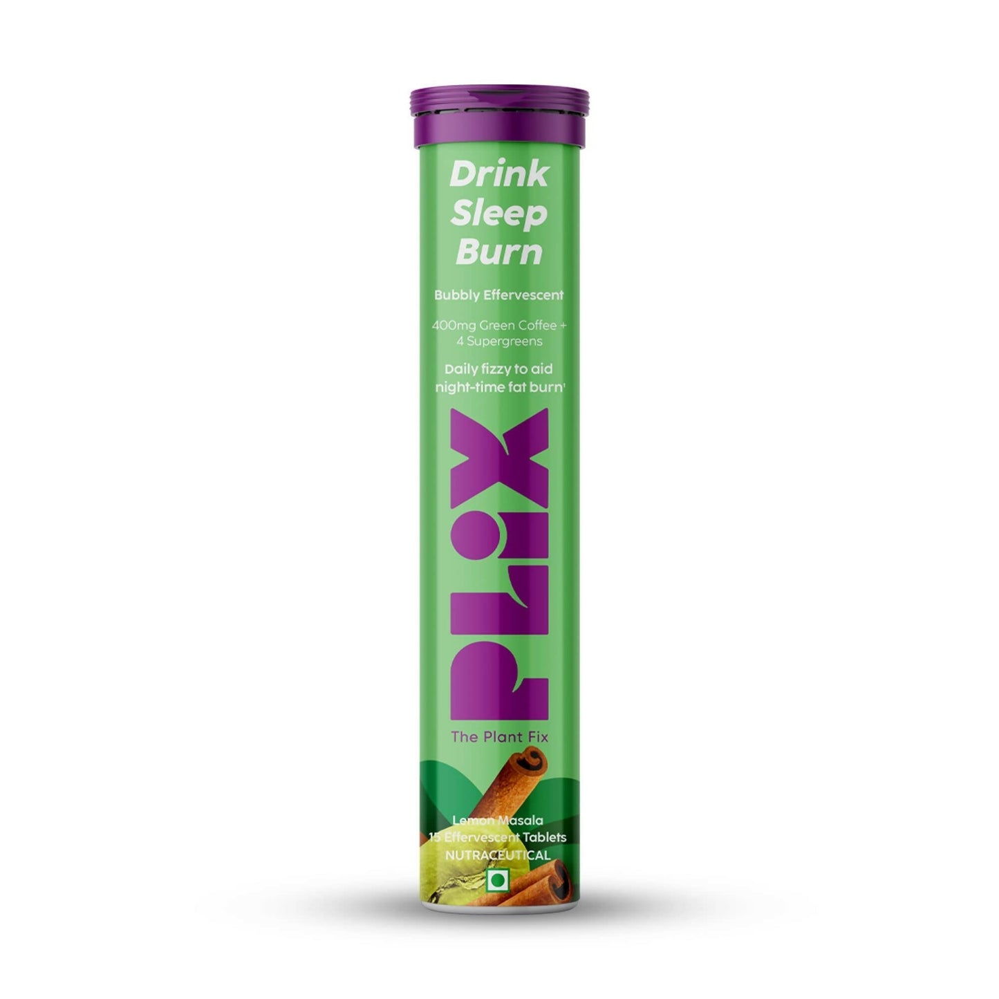 PLIX The Plant Fix Drink Sleep Burn Effervescent Tablets with Green Coffee Bean Lemon Masala TrueCure