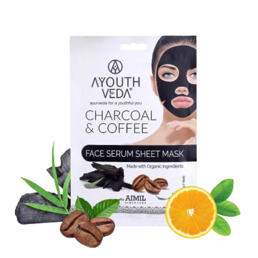 Ayouthveda Charcoal Coffee Face Serum Sheet Mask TrueCureN