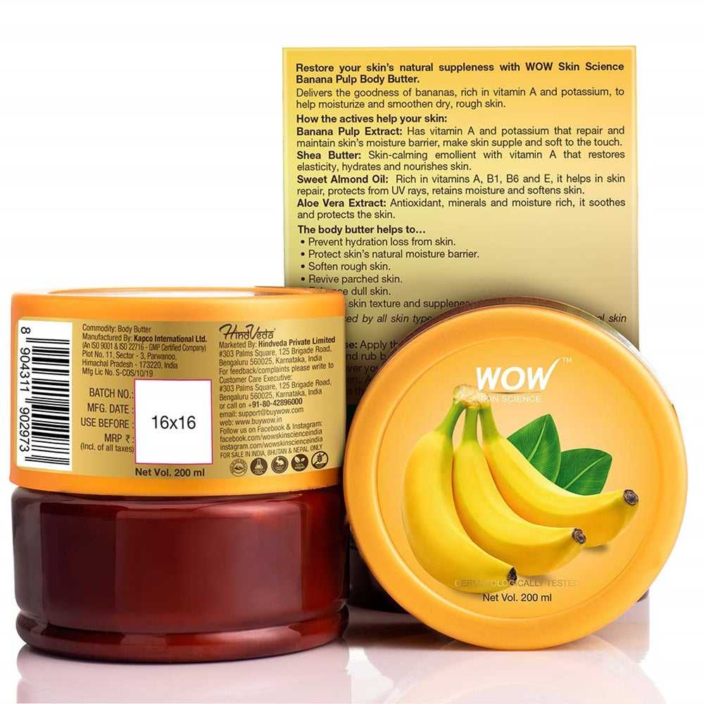 Wow Skin Science Banana Pulp Body Butter - Drmedicart