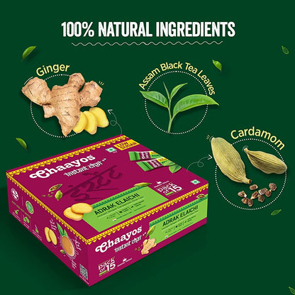 Chaayos Instant Adrak Elaichi Tea Premix (Low Sugar)