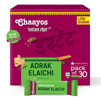 Chaayos Instant Adrak Elaichi Tea Premix (Low Sugar) TrueCure