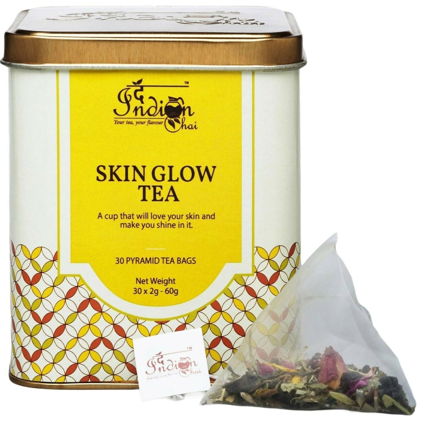 The Indian Chai  Skin Glow Tea 30 Pyramid Tea Bags