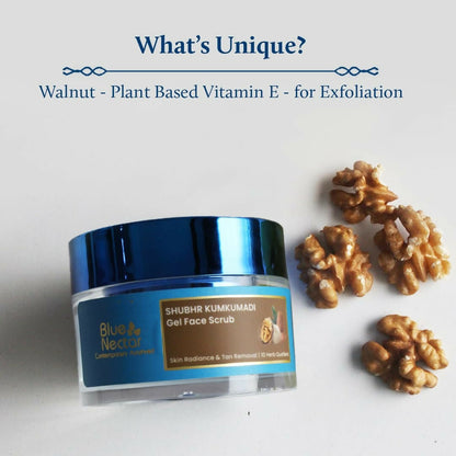 Blue Nectar Gel Face Scrub With Plant Based Vitamin E & Walnut For Gentle Exfoliation & Skin Brightening