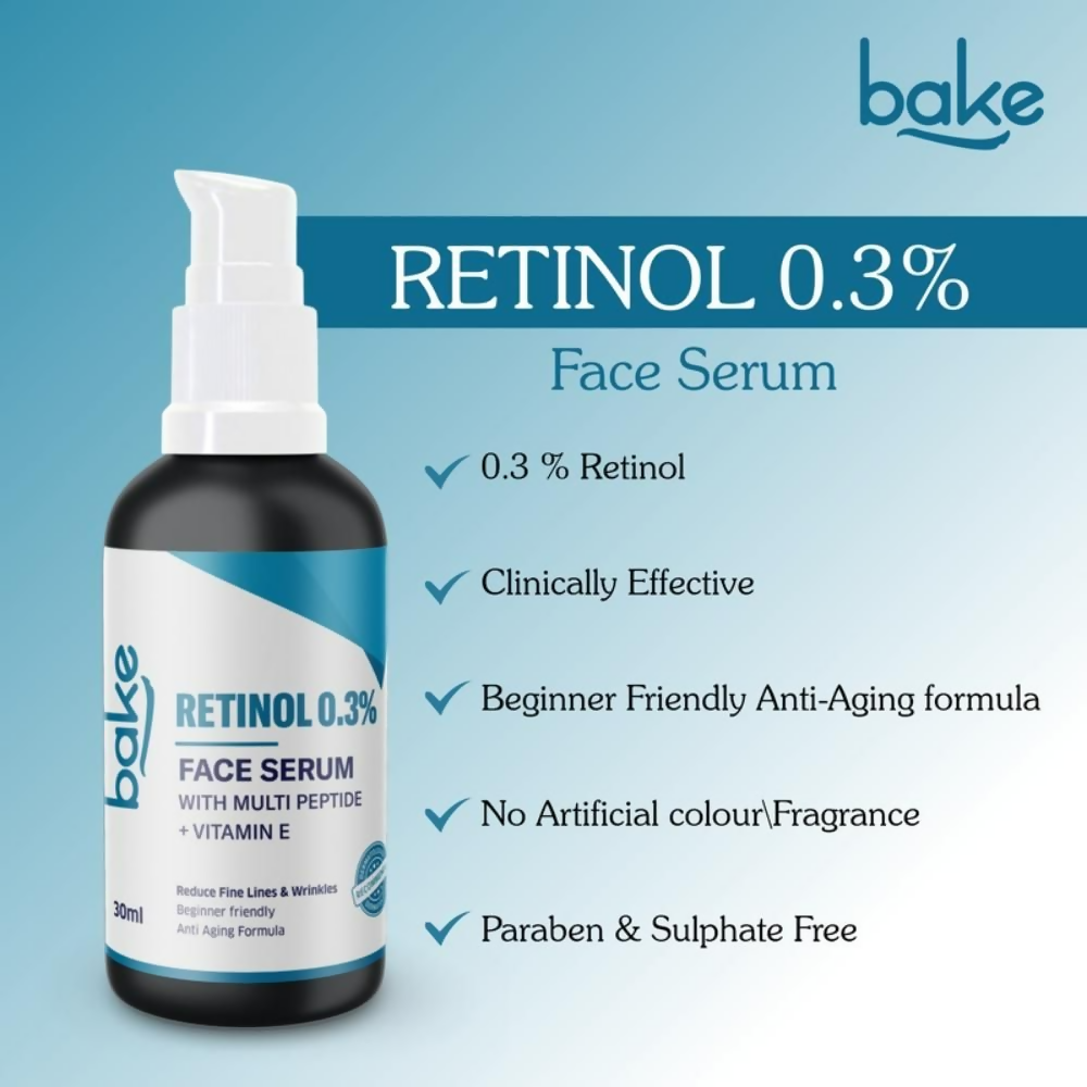 Bake 0.3% Retinol Beginner Friendly Face Serum With 2% Multi Peptide & Vitamin E