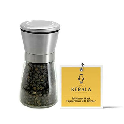 LocoKerala Tellicherry Black Peppercorns with Grinder, Australia, Canada 