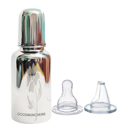 Goodmunchkins Stainless Steel Feeding Bottle Joint Less 304 Grade No Joints BPA Free for New Born Baby/Toddlers/Infants-200ml, Australia, Canada 